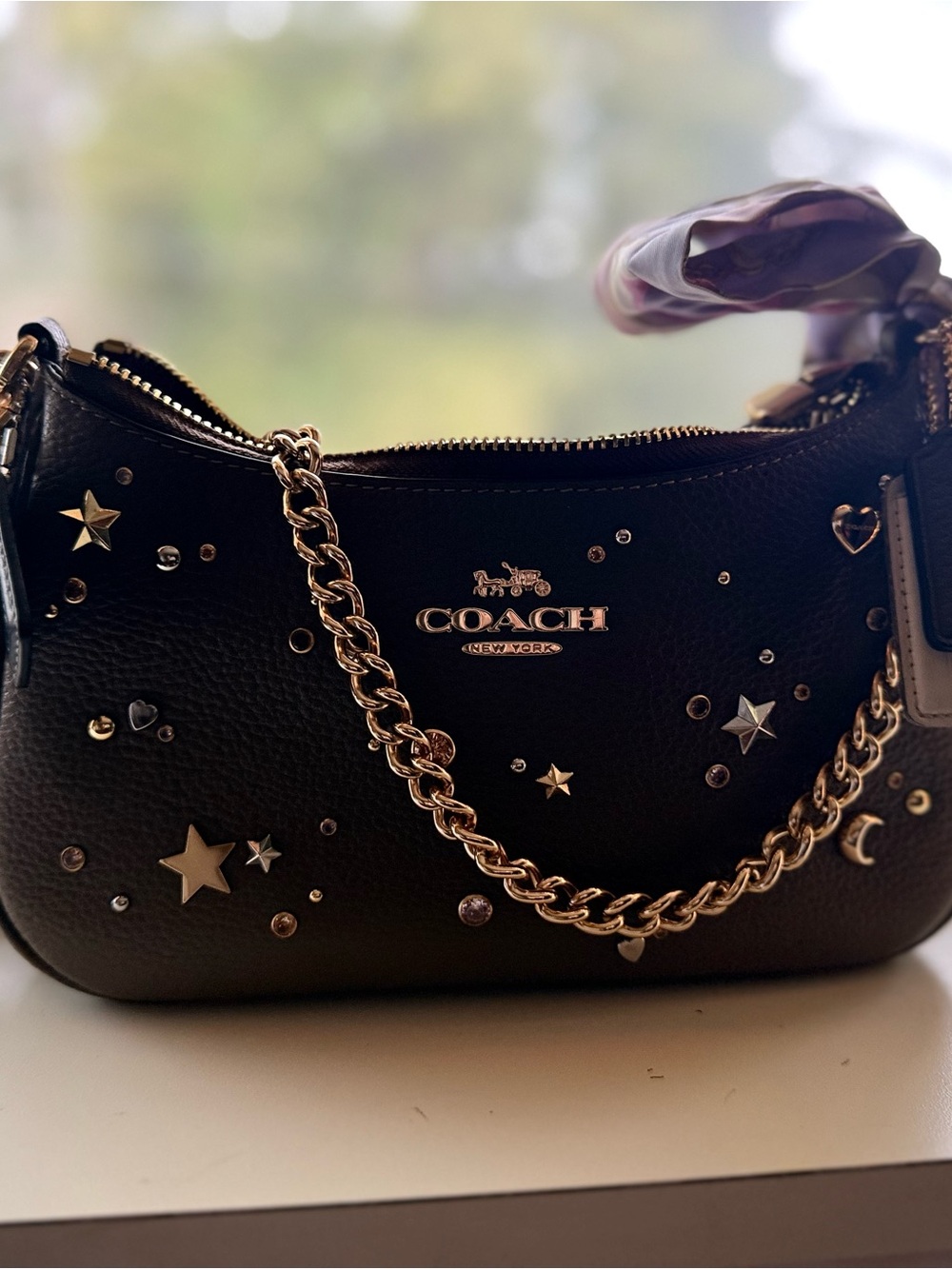 24 HRS SALE*****NWT COACH CCZ99 Teri Shoulder Bag With Rivets Gold/Dark Stone - Picture 5 of 11